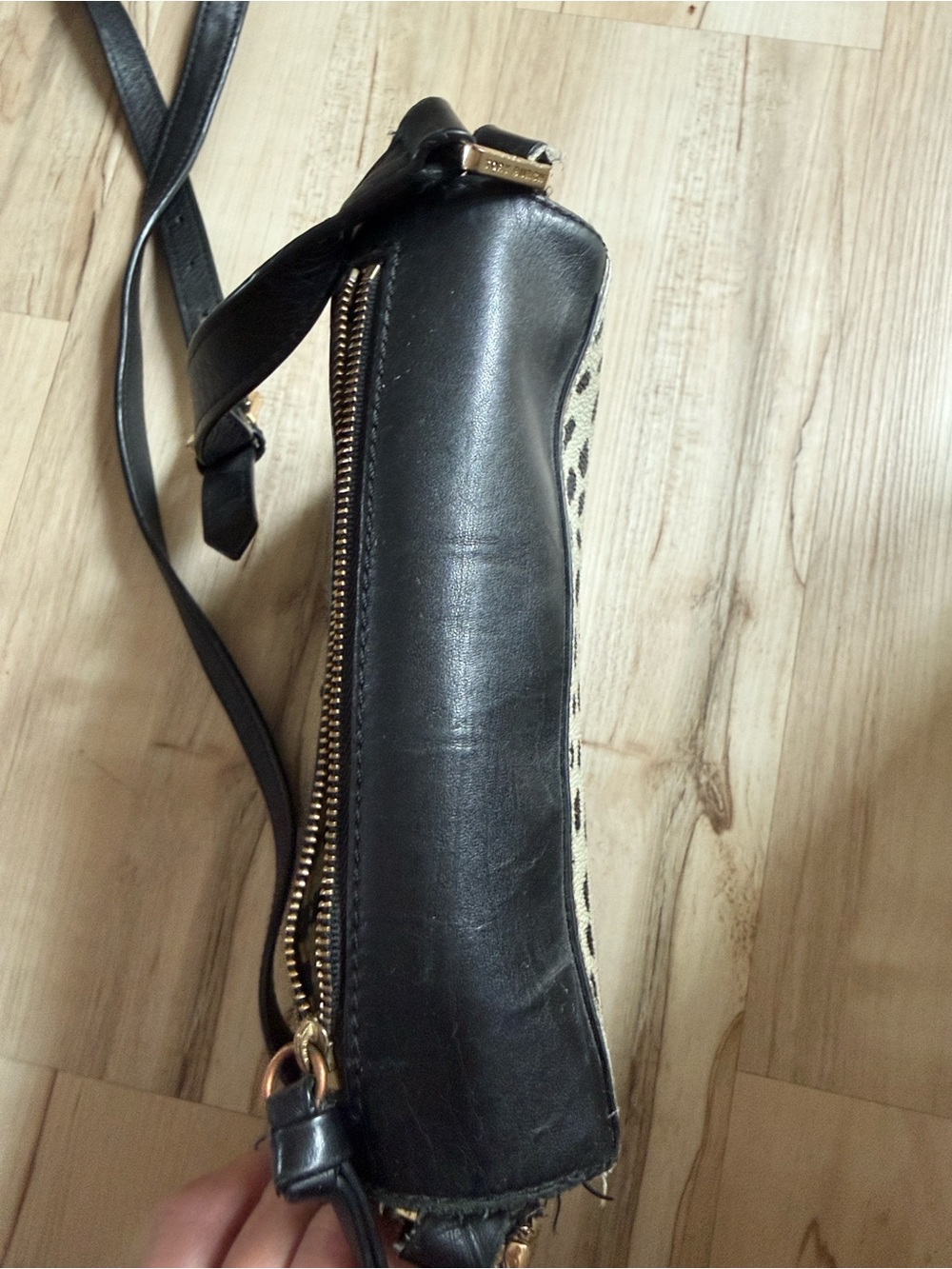 Tory Burch Black and White Spotted Leather Crossbody - Picture 4 of 10